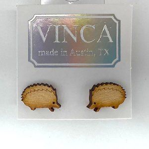 Hedgehog earrings made of wood